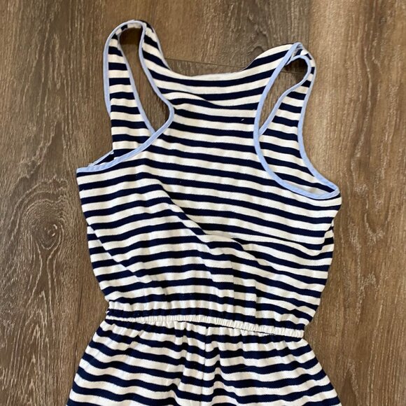 Striped Sleeveless Romper With Buttons & Drawstring Waist By Lacoma Size Small - Picture 5 of 6